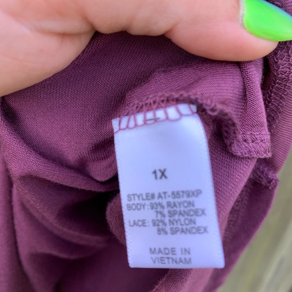 Zenana Premium Wine color Lace top NWT misc sizes - Picture 10 of 11